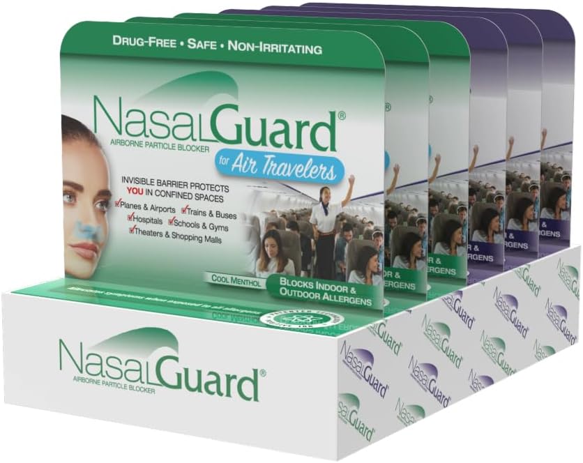 Bloqueador de partículas de transporte aéreo Gel nasal para viajantes aéreos - Drug-Free, Non-irritating, Non-drowsy, Aprovado de viagem de avião - Mais de 150 Aplicações por tubo (Mixed, 3g, Pack of 6)
