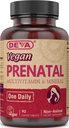 DEVA Vegan Multivitamin pré-natal e suplemento mineral - Fórmula uma vez por dia - Vitaminas A, C, D, E, K, B Complexo, com folato e ferro quelado - 90 comprimidos revestidos, 1-Pack