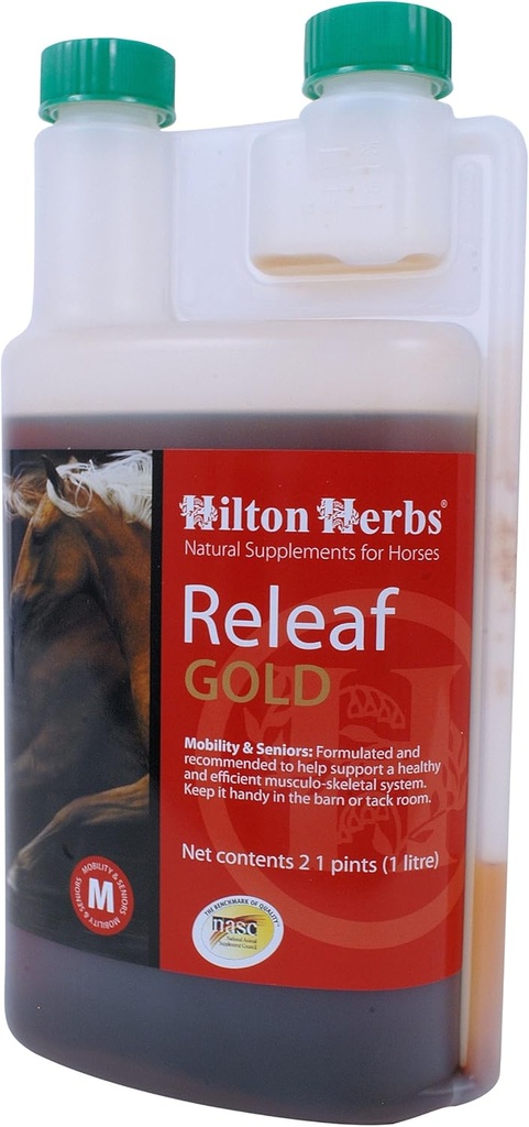Hilton Herbs Releaf Gold Herbal Mobility Supplement for Horses, 2.1pt Garrafa