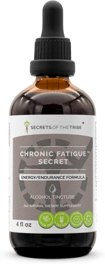 Segredos da tribo - Cronic Fadigue Secret, Drops Suplemento de ervas álcool extrato líquido, Energia / Endurance Fórmula (4 fl oz)