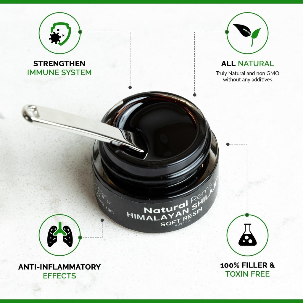 Natural Rems Organic Shilajit - Shilajit Puro Himalaia Organic - Puro Shilajit Fulvic Acid Supplement - Shilajit Energia e Foco Suplemento - Suplementos...