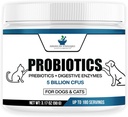 American Standard Supplements Probióticos para Cães e Gatos com Prebióticos e Enzimas Digestivas, 5 bilhões de UFC, 9 Strains, 3,17 oz (90g), 180 Servings - Dog & Cat Probióticos para Gut Health & Digestion