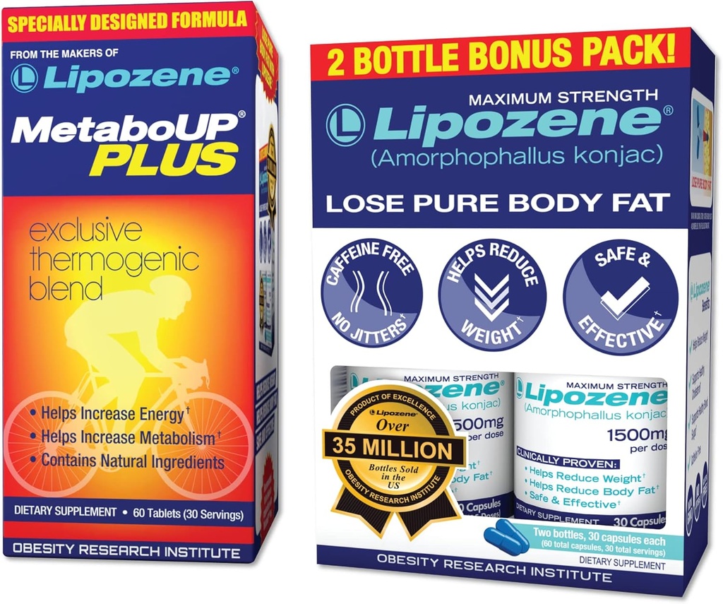 Lipozene peso perda comprimidos pacote duplo e MetaboUp Plus suplemento termogênico - apetite suppressor