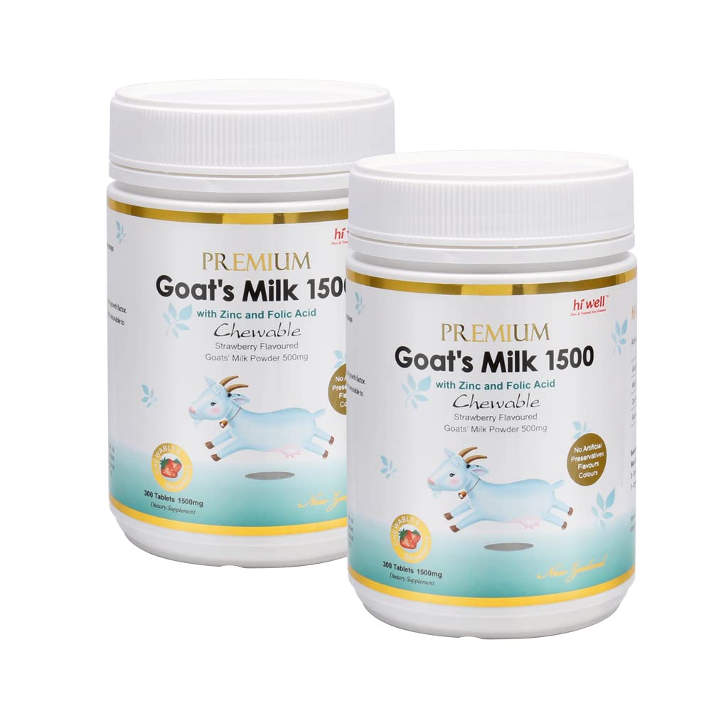 (Pacote de 2) Oi bem Premium leite de cabra 1500 300 Tablets morango