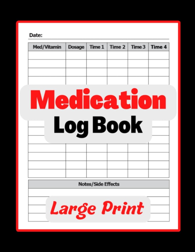 Livro de registro de medicamentos: Diário de bordo simples para registrar medicamentos, vitaminas e / ou suplementos diários. Registre várias doses e efeitos secundários. 8.5x11 Rastreador de comprimidos para idosos e todas as idades ou enfermeiros e cuidadores.
