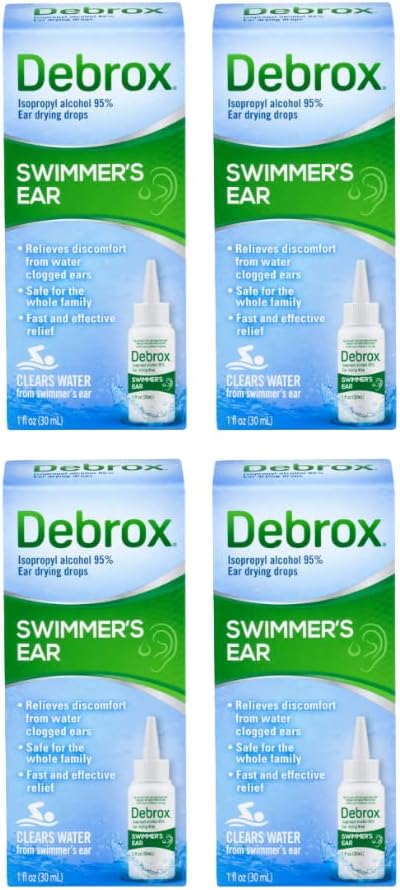 Debrox Swimmer's Ear Drying Drops para Adultos e Crianças, 1 Fl oz. (Pacote de 4)