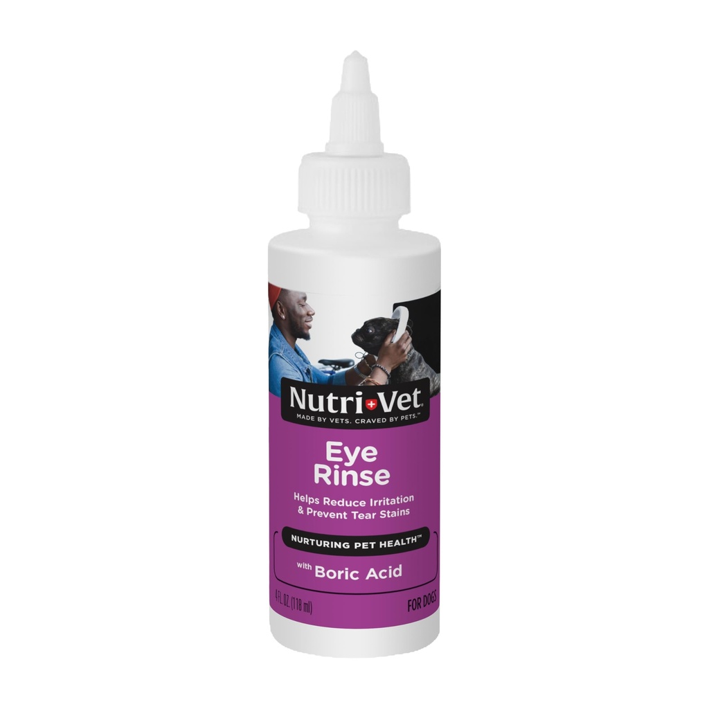 Nutri-Vet Eye Rinse para cães, Dog Tear Stain Remover, Lavagem de olhos, Alergia Alívio para filhotes de estimação, Suprimentos de filhotes, Fórmula segura para animais de estimação, Vet Formulado, Previne infecções, 4 onças