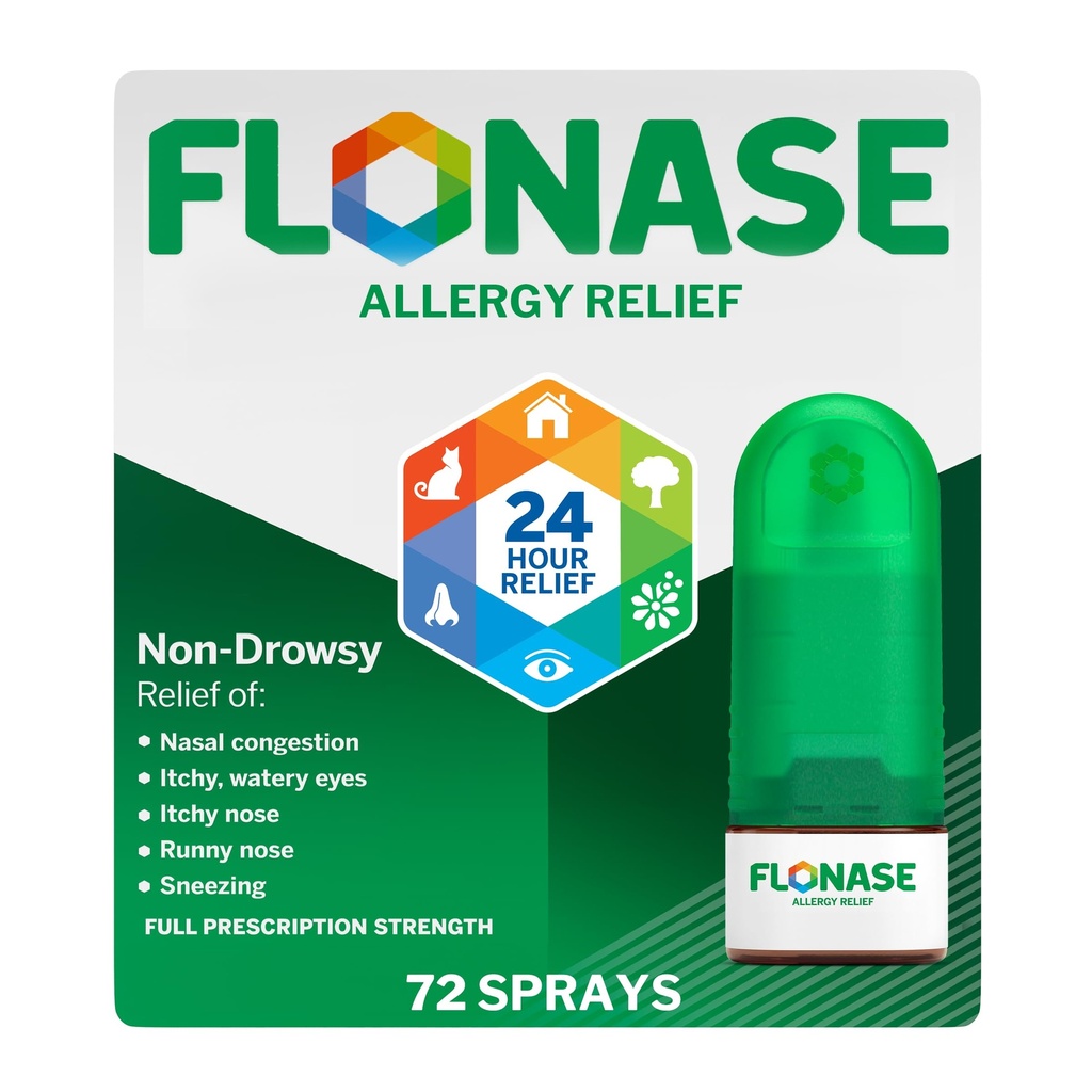 Fluonase Alergia Alergia Pulverização nasal, 24 horas não Drowsy Alergia Medicina, Spray nasal medida - 72 Sprays - Fall and Sazonal Alergy Relief