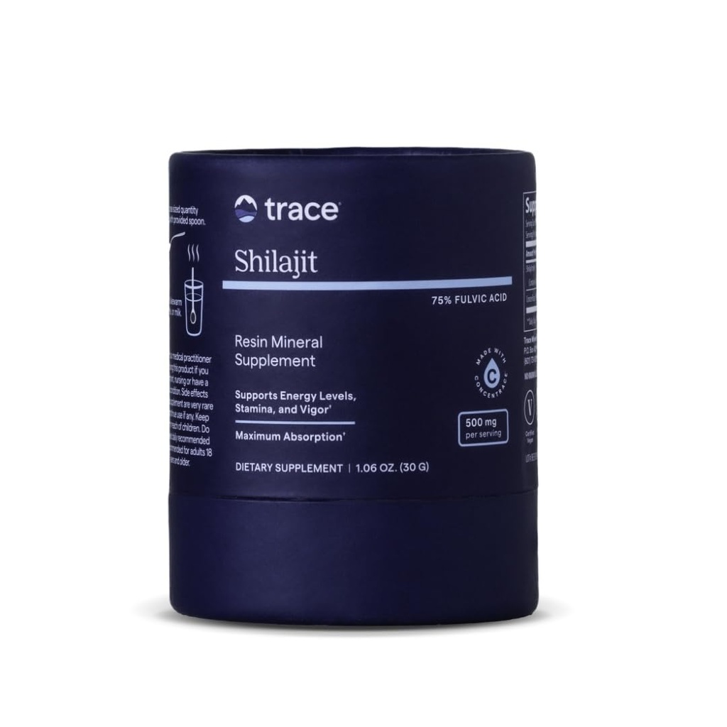 Trace Minerals Shilajit Resin 500mg - Suplemento dietético para Cérebro e Saúde Digestiva - Suplemento mineral para Ajuda Saúde Imune & Energia Diária - Fórmula com Ácido Fulvico - 30g (cerca de 60 Servings)