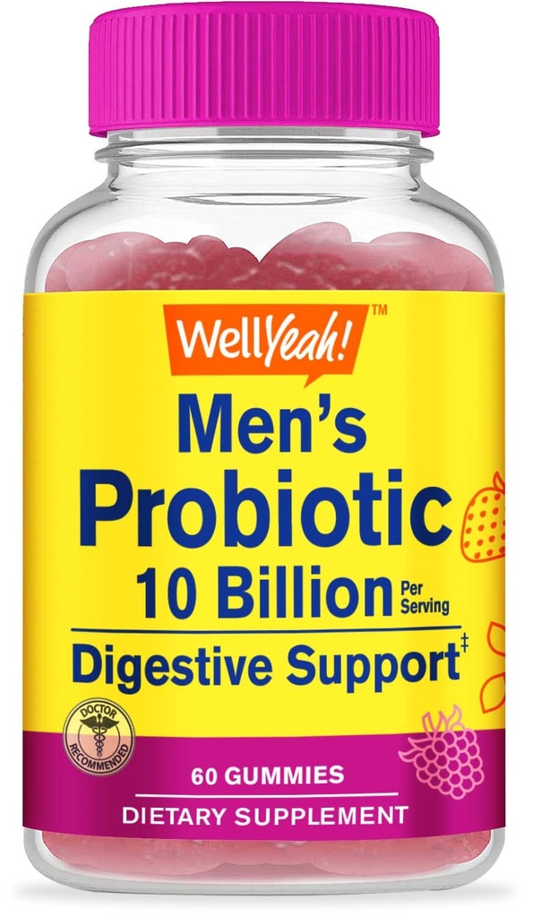 BemSim Gummies probióticos para homens com 10 bilhões de UFC, restaurar equilíbrio digestivo natural, reduzir o gás, inchaço, e Irregularidade, sem glúten, não-GMO, vegetariana - 60 chicletes