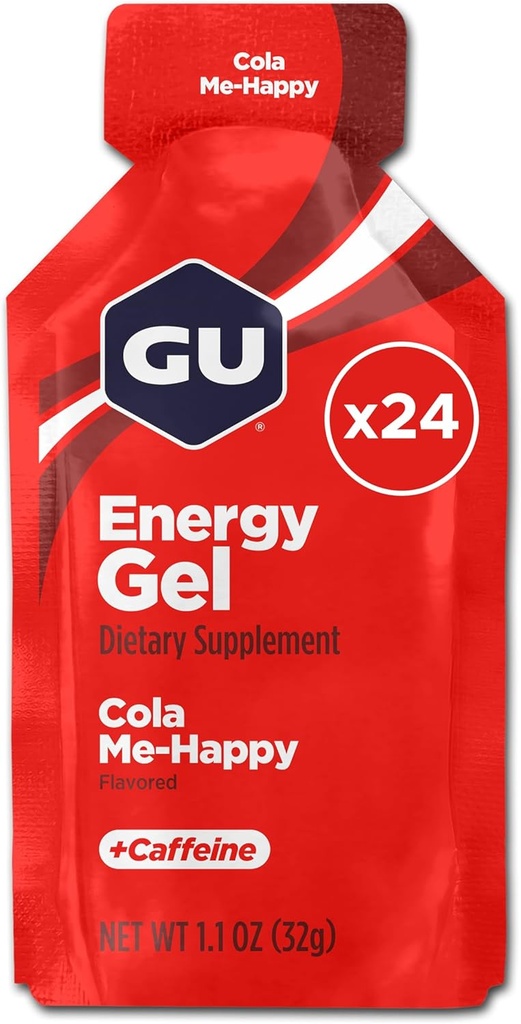 GU Energia Original Esportes Nutrição Energia Gel, Vegan, Gluten-Free, Kosher, e Dairy-Free On-the-Go Energia para qualquer treino, 24-Count, Cola Me-Feliz