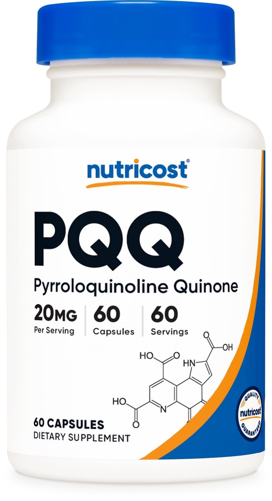 Nutricost PQQ (Pyrroloquinolina Quinone) 20mg, 60 Cápsulas - Cápsulas Vegetarianas, Não- OGM, Glúten Grátis