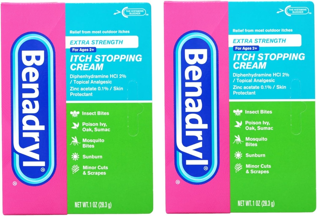Benadryl Extra Força Anti Comichão Creme 1 Oz Tubo (Pacote de 2)