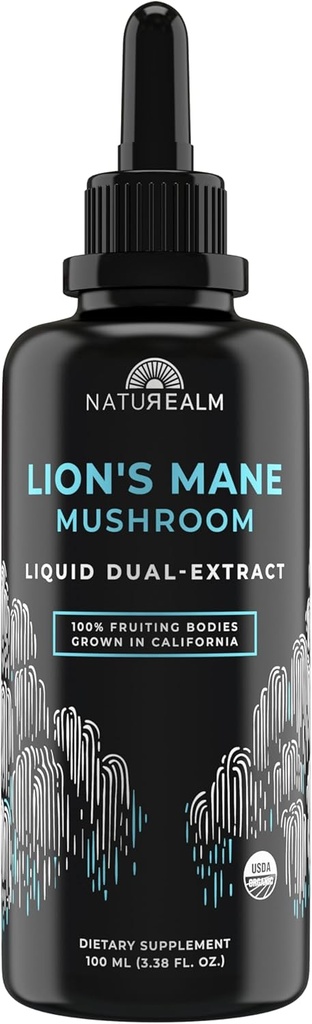 Naturalm Leão Mane Mushroom líquido Tintura Suplemento – Foco, Memória e Saúde do Cérebro, Vegan, Não-GMO – Órgãos frutíferos orgânicos, 2 Mês de fornecimento