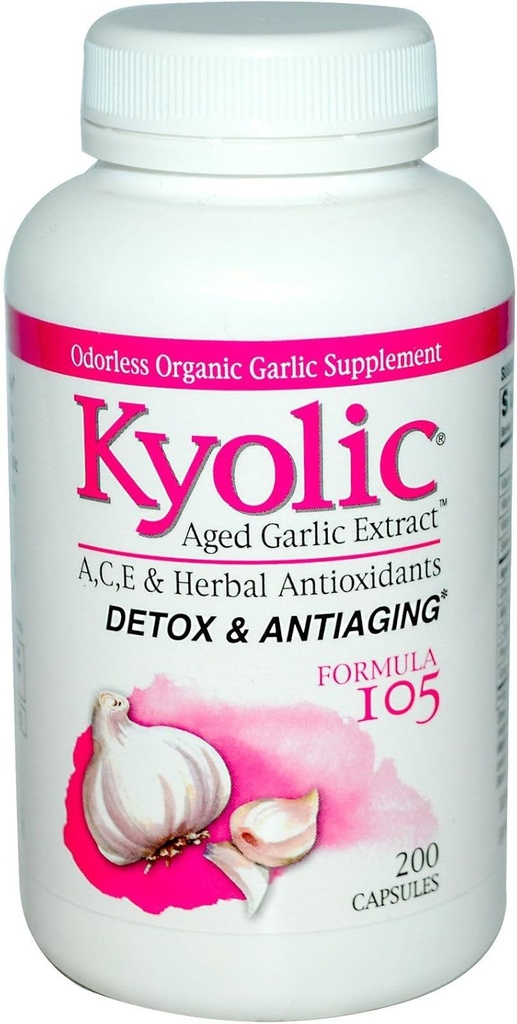 Kyolic Aged Alho ExtractTM Detox e Anti-Aging Fórmula 105 -- 200 Cápsulas