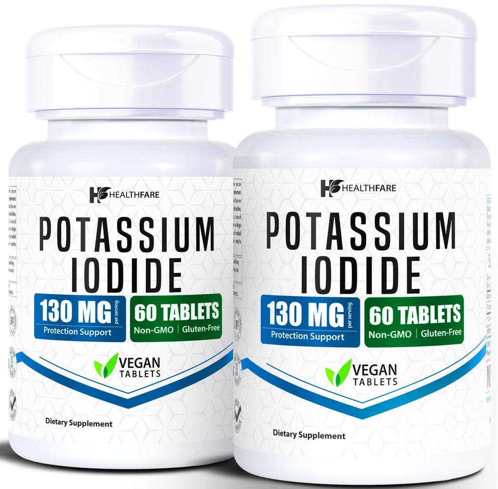 Comprimidos de Iodeto de Potássio HealthFare 130 mg 120 comprimidos de dissolução rápida (2 embalagens) Ki Pills