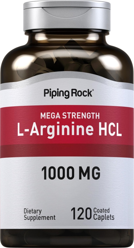 Piping Rock L-Arginina HCl 1000mg □ 120 Caplets □ Suplemento para homens e mulheres