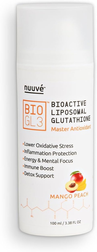 BIOGL3 Glutationa lipossomal bioativa 446mg. Ultra Potente Puro patenteado em dispensador sem ar. Absorção Rápida, Diminui o Estresse Oxidativo e Inflamação. +Energia, Detox, Imune Boost, Foco