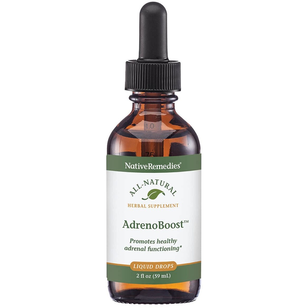 Remédios nativos AdrenoBoost - Todos Suplemento de ervas naturais para suporte adrenal, 2 Fl oz.