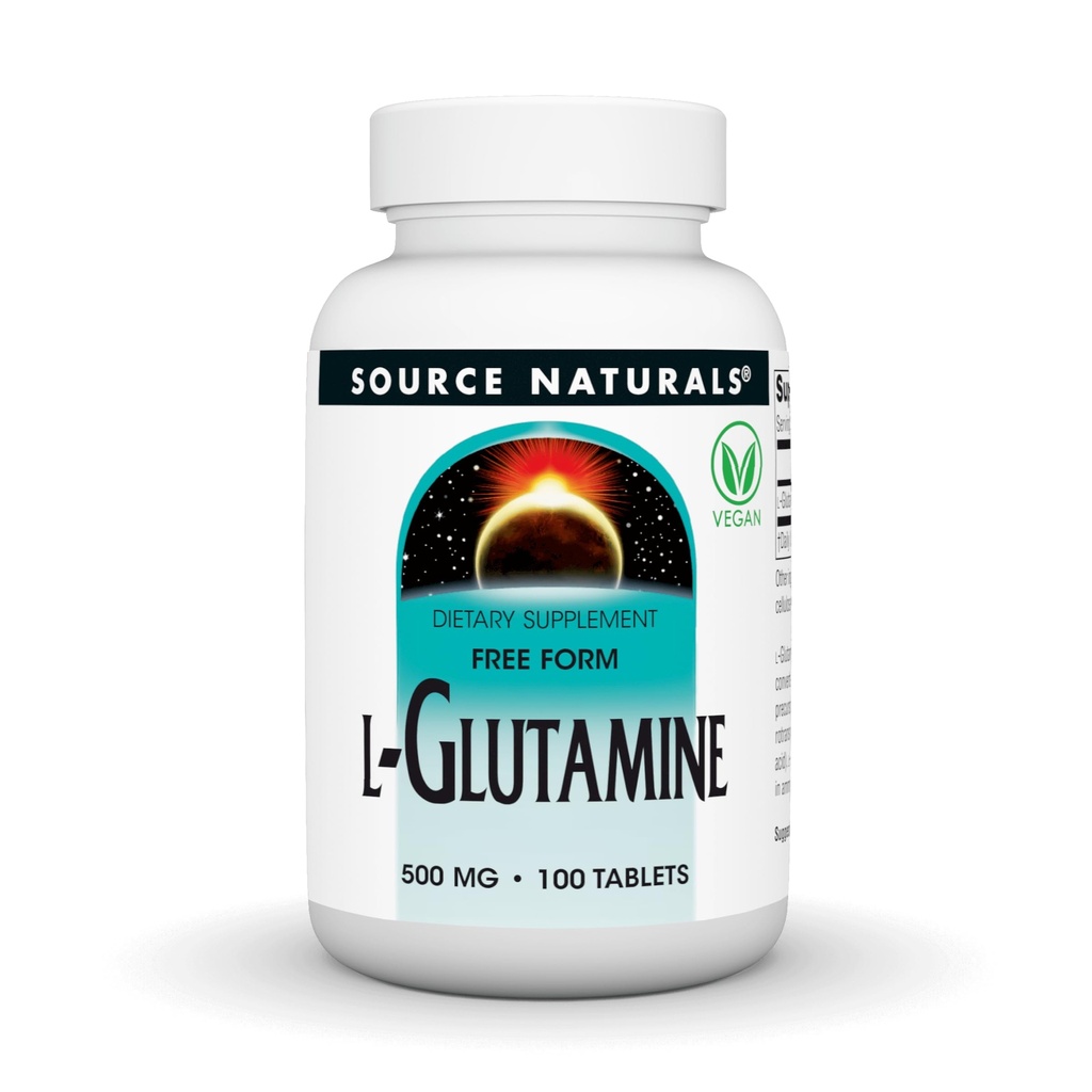 Naturals fonte L-Glutamina, Aminoácido de forma livre que suporta energia metabólica*, 500mg - 100 comprimidos
