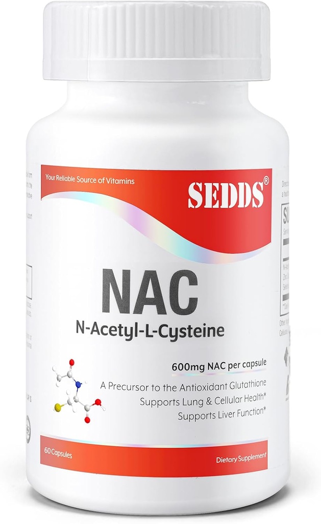 Suplementos, N-Acetil Cysteine (NAC) 600mg, 60 Veg Cápsulas - Não-GMO, Gluten Free
