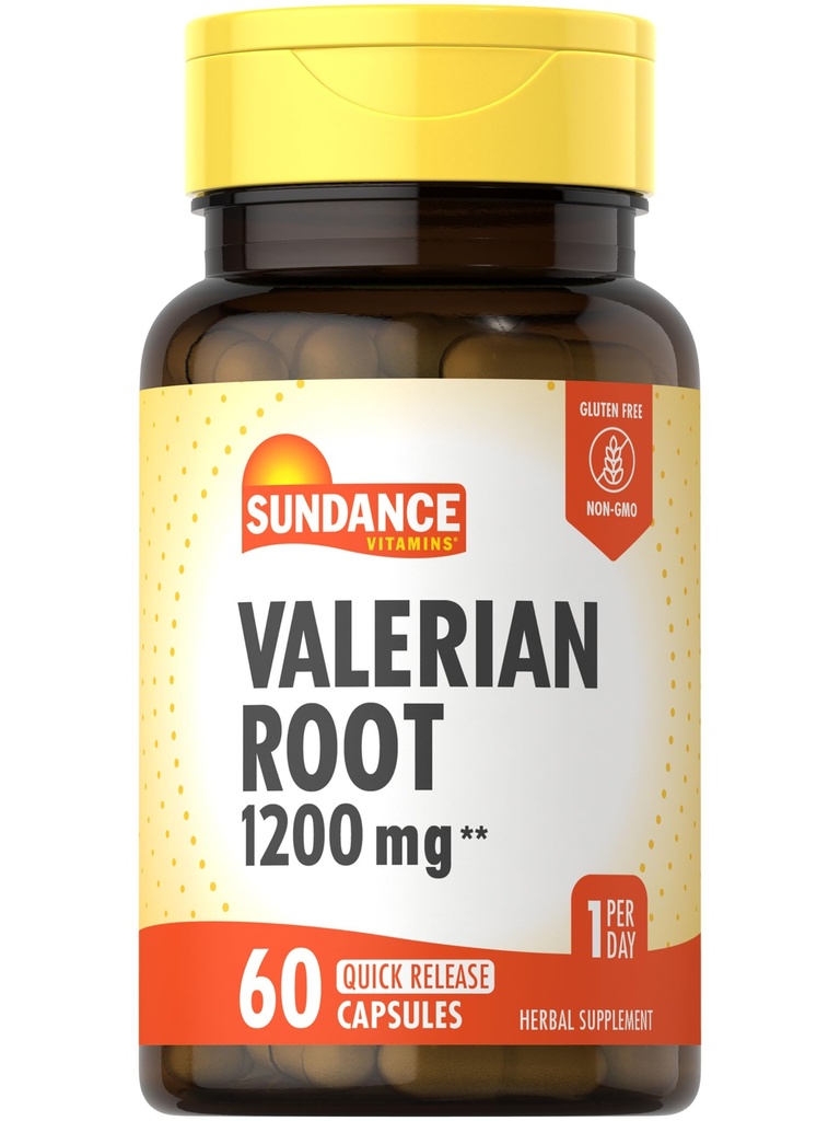 Sundance Valerian Root Supplement (Suplemento de Raiz Valeriano) . 1200mg .60 Cápsulas de libertação rápida .