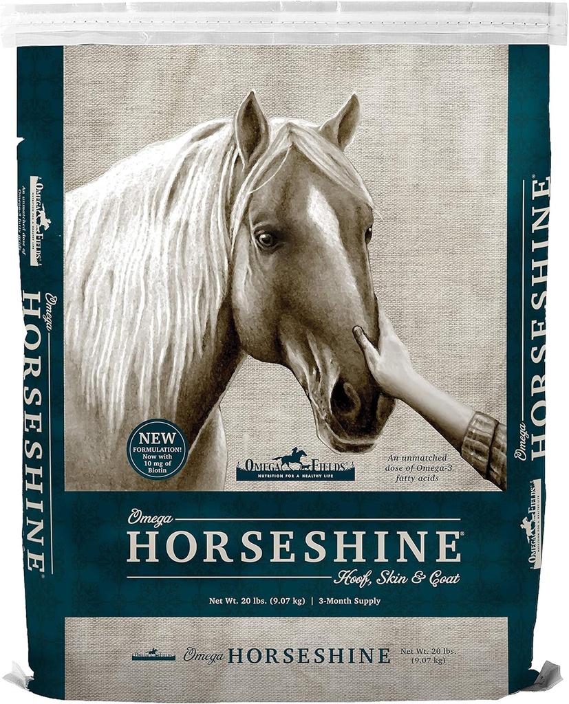 Omega Horseshine O suplemento Omega 3, ajuda a manter um casaco saudável brilhante, 20 lb, marrom