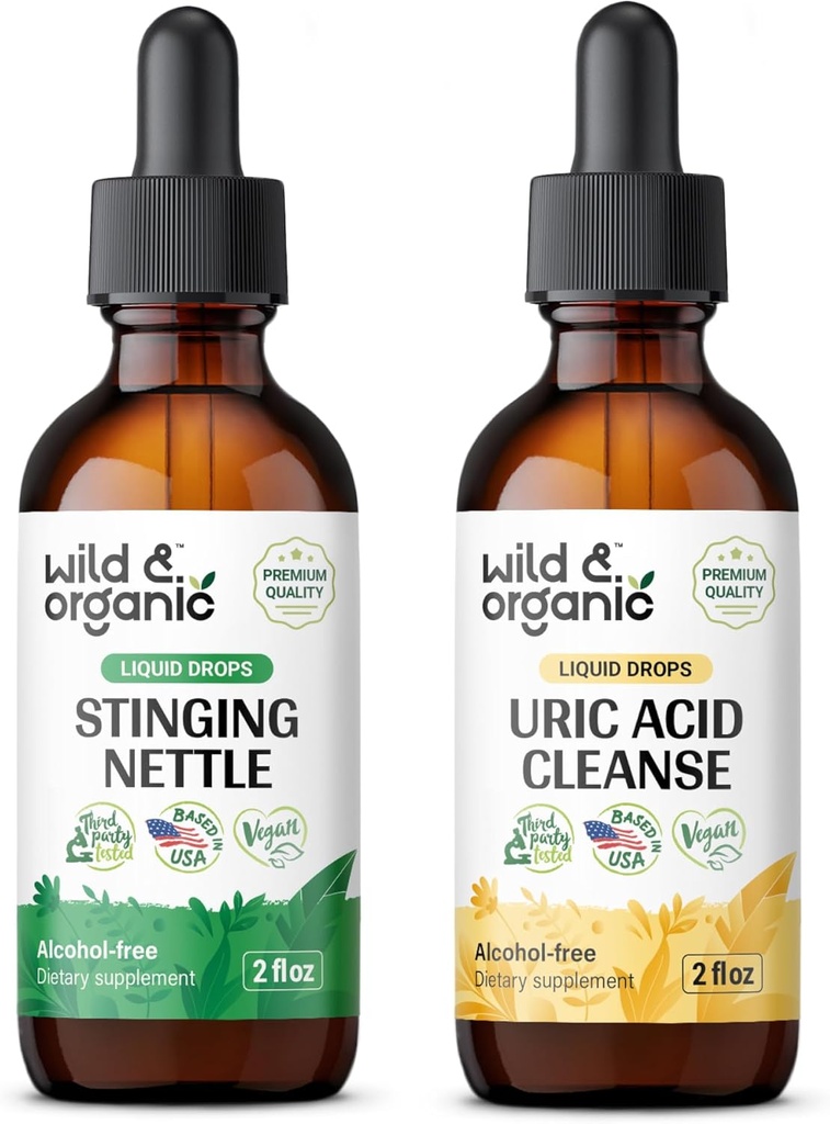 Selvagem e orgânica picada Nettle Root Tintura 2 fl oz & Ácido Urico Limpeza Tintura 2 fl oz