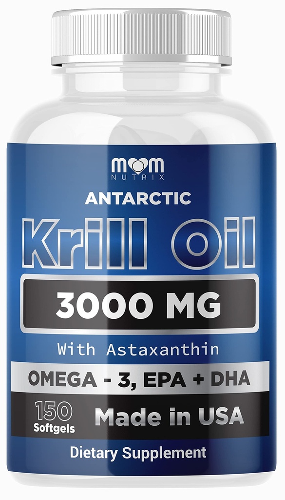 Dr. JOEL'S MOM NUTRIX Antárctico Krill Oil Supplement - 150 Softgels - Alta Absorção EPA, DHA, Astaxantina e Fosfolipídio - Sem gosto de peixe como óleo de peixe - Made in USA