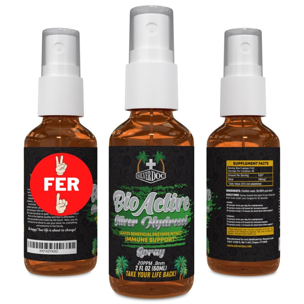 2 para 1 venda prata Doc Silver Hydrosol Spray (2-2 onças garrafas), alternativa natural e apoio imunológico, melhor do que qualquer coloidal, SilverDoc é mais eficaz