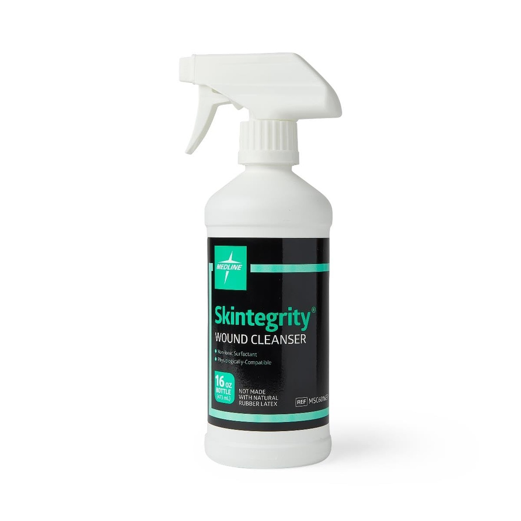 Medline Skintegrity Wound Cleanser (pacote de 1), frasco de spray de 16 onças, para limpeza de feridas, desbridamento, remoção de proteínas, ferimentos de pressão, feridas infectadas, spray pode ser ajustado de névoa para fluxo