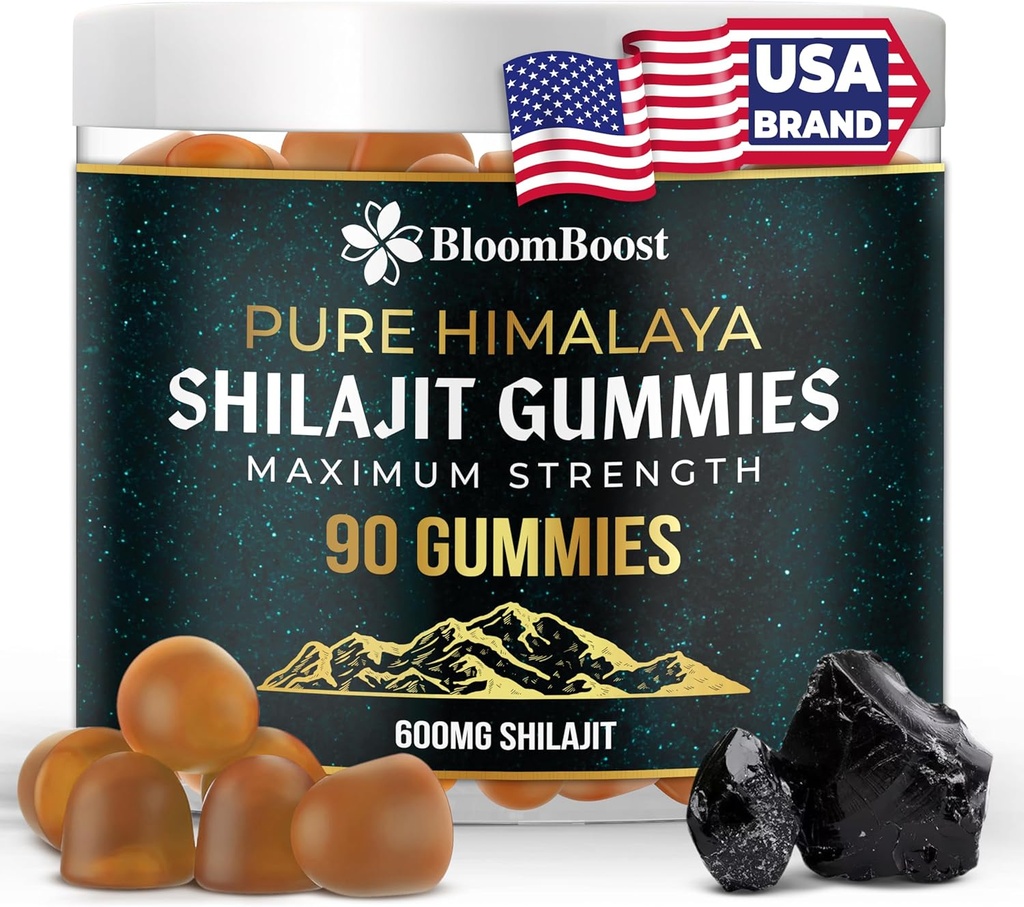 Gummies Shilajit - Suplemento orgânico de Himalaia sem açúcar, 600mg Shilajit, 90 Gummies para energia e bem-estar
