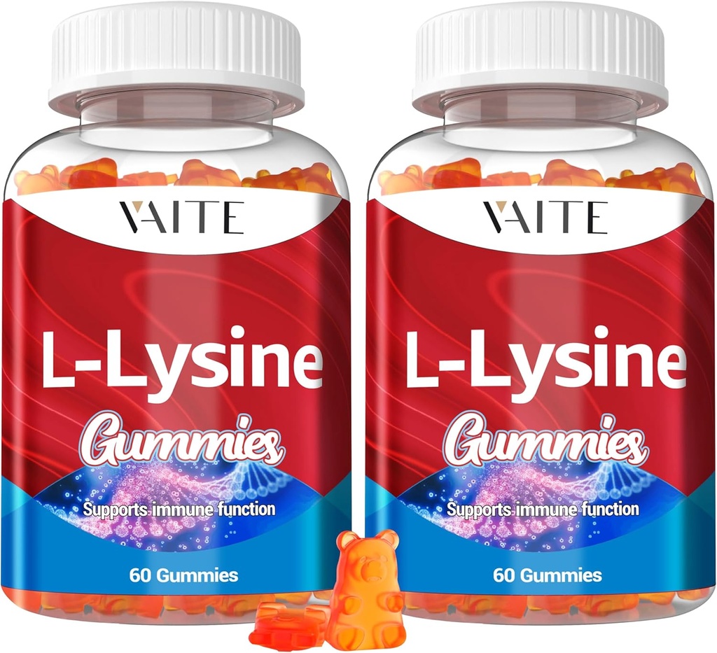 L-Lysine 1000mg chicletes - Suporta a pele, Lip, Vegan, Glúten livre, 60 Lisina mastigável para adultos, Vitaminas Tissue Health & Imune System, Suplemento Aminoácido Vitamina & Suplementos complexos (2 Pack)