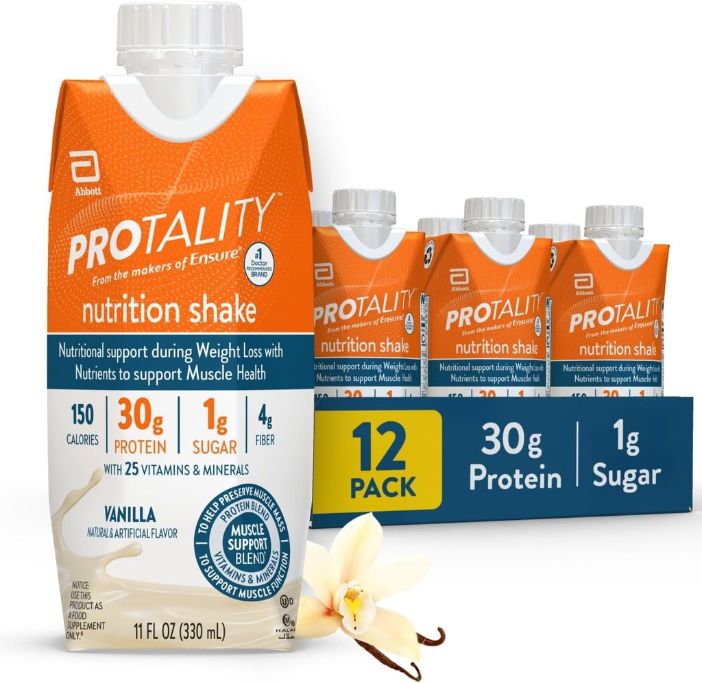 Baunilha Nutrição Agitar 30g de proteína, 1g de açúcar, suporte nutricional para a saúde muscular durante a perda de peso