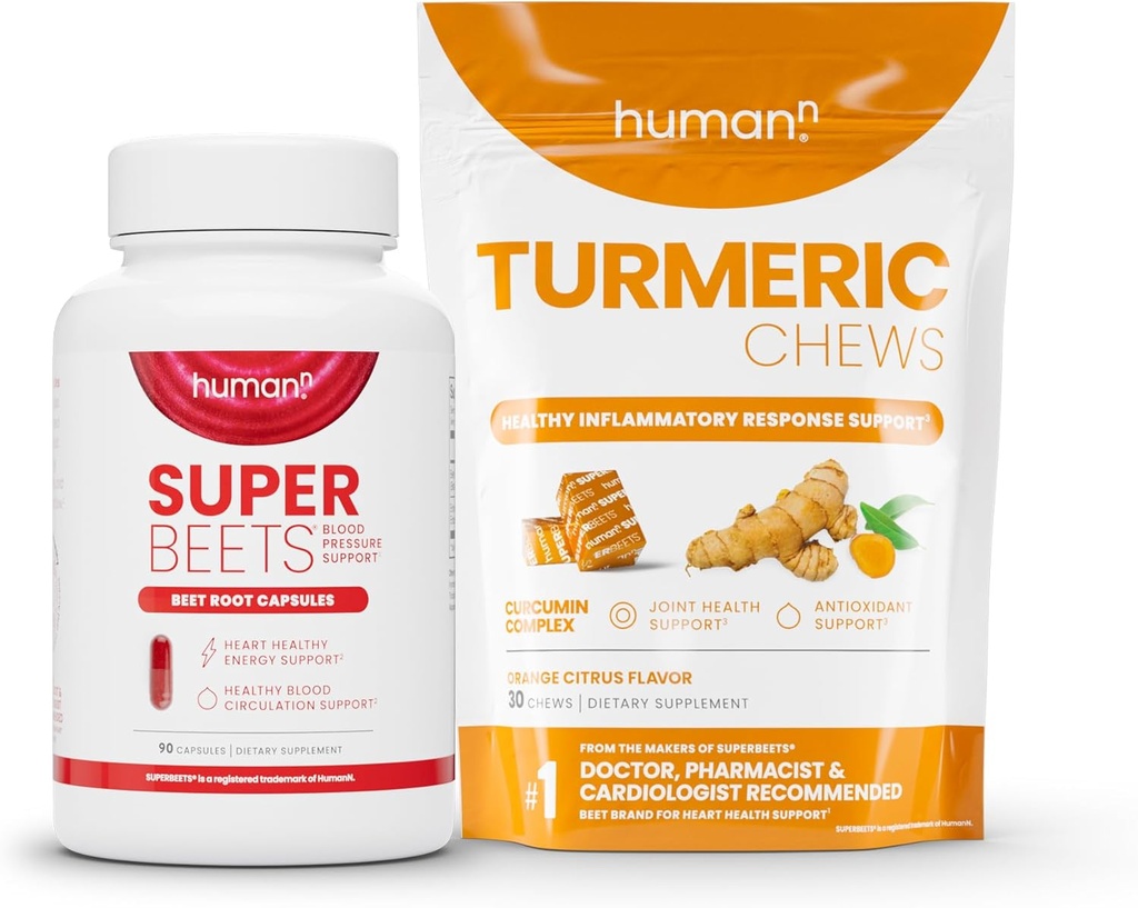 Humann SuperBeets Beterraba Raiz Cápsulas e Mastigação de Açafrão