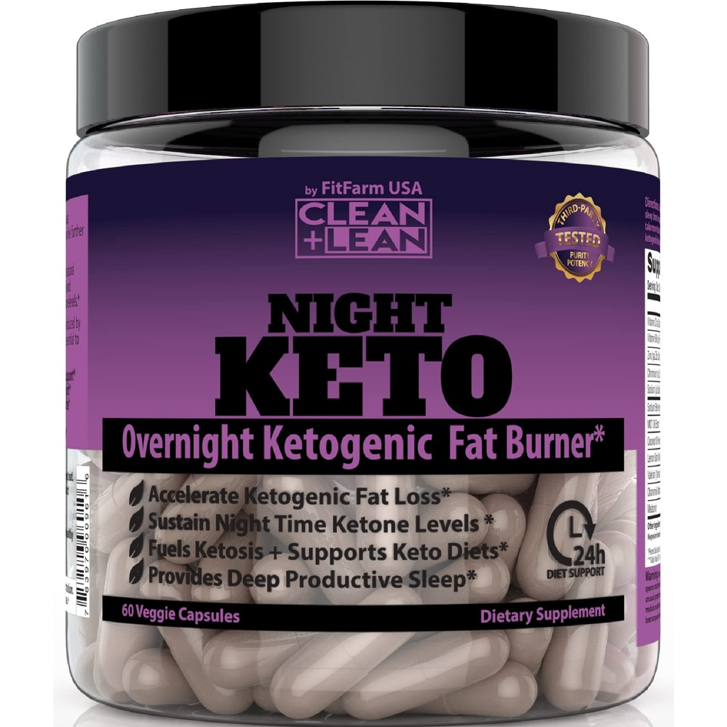 Clean+Lean Night Keto: Primeiro queimador de gordura Ketogenic Overnight & Ajuda ao Sono + extrato de óleo MCT + vitaminas e minerais