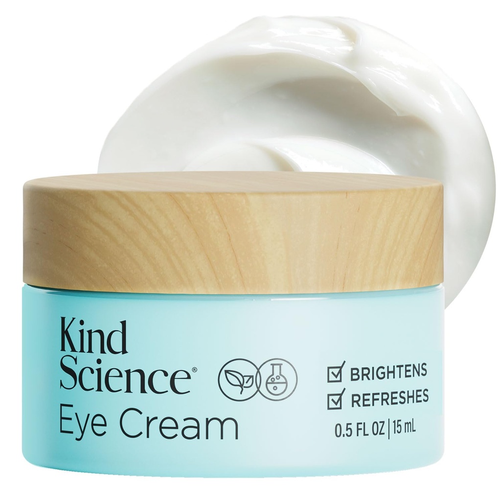 Kind Science por Ellen DeGeneres Eye Cream - Sob creme para rugas Notically Suaves & Hidrata - Anti Envelhecimento com Ácido Hialuronuico, Vitamina C - Fragrance Free, Paraben Free, 0.5 fl oz