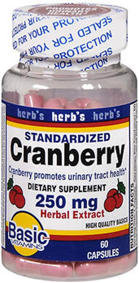 Vitaminas básicas Cranberry 250 mg Ervas Extract Cápsulas - 60 ct, Embalagem de 2