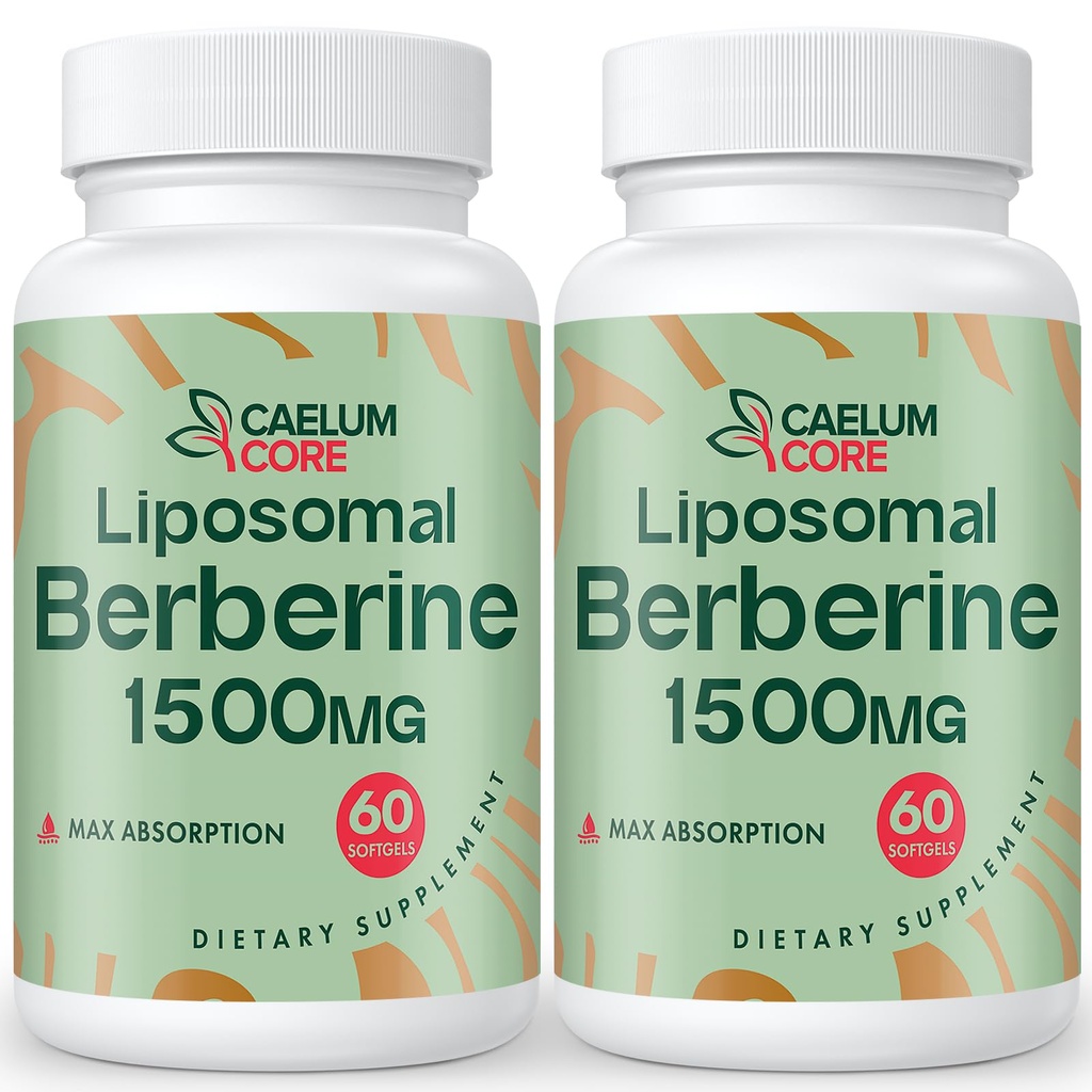 Berberine lipossomal HCL - Berberine 1500mg Alta biodisponibilidade, Berberines Suplemento para Mulheres e Homens (2 Pack)