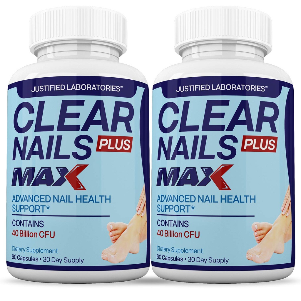 Laboratórios Justificados (2 Pacote) Nails Clear Plus Max comprimidos 40 bilhões CFU Probiótico 60 Cápsulas
