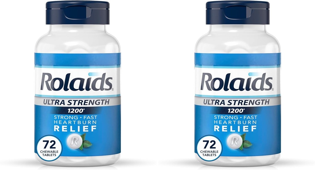 Rolads comprimidos de antiácido de força ultra mastigáveis, hortelã, 72-Count (Pack de 2)