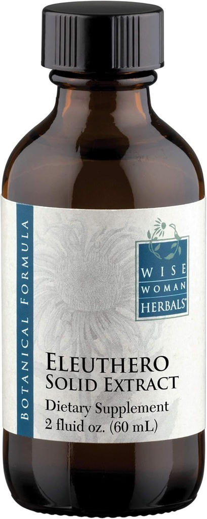 Wise Woman Herbals Eleuthero Root Solid Extract 4:1, Alcohol-free, Adrenal & Stress Support, Energia, resistência mental, Suporta humor equilibrado e imunidade, 2 Fl Oz