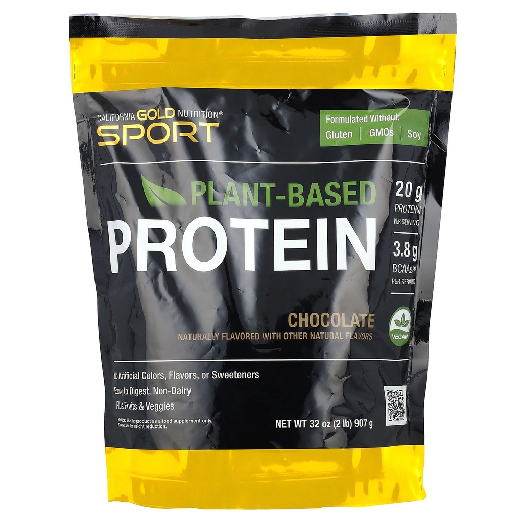 Califórnia Gold Nutrition Sport, Proteína Baseada em Plantas com Concentrado Orgânico de Proteína de Arroz Castanho, Sementes de Linho, Sementes de Chia, Chocolate, 2 lb (907 g)