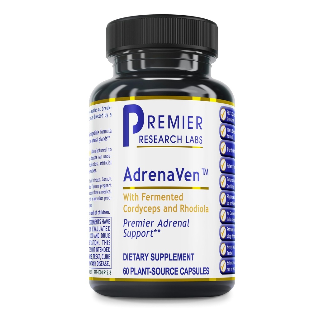 Premier Research Labs 30 Servings-AdrenaVen - Suplemento de Saúde Adrenal, Suporta Saúde da Glanda Adrenal e Resposta ao Estresse - Saúde Adrenal Orgânica - 60 Cápsulas Fontes de Plantas