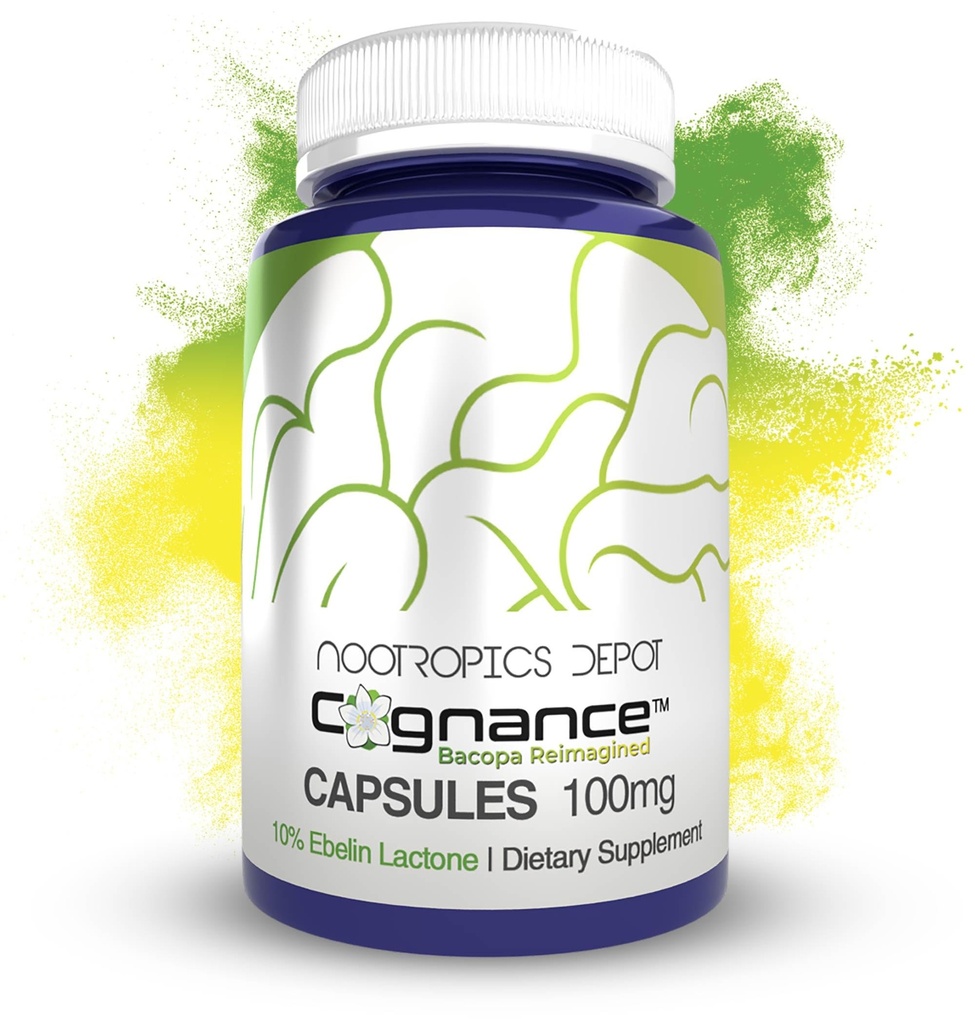 Nootropics Depot Cognance Enhanced Bacopa Capsules 100mg ou 10% Ebelin Lactone .