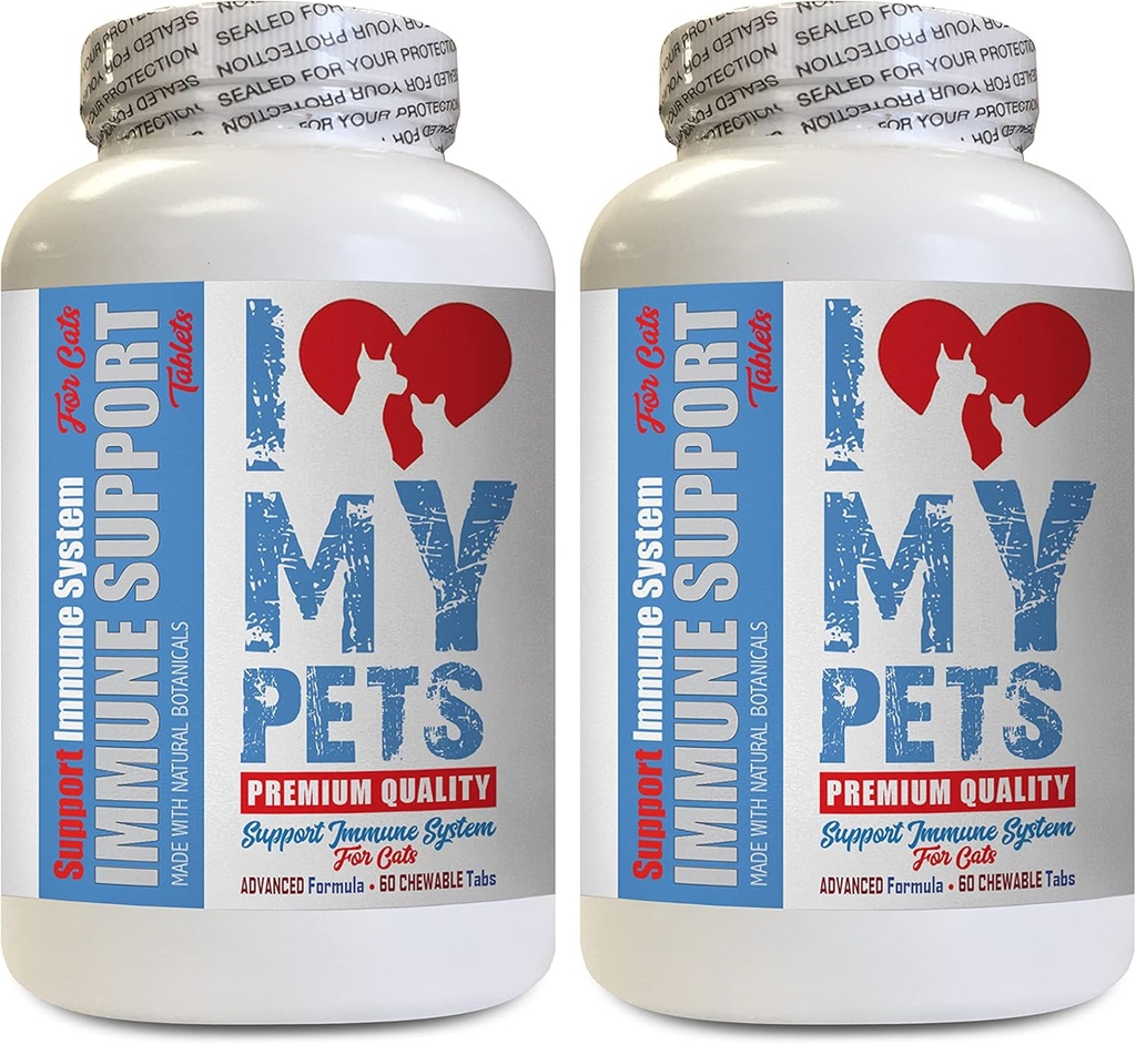 I love my PETs LLC cat Coat Supplement - CAT Imune Support - Booster - Suplemento saudável - Gatos Imune Support - 120 Tratos (2 garrafas)
