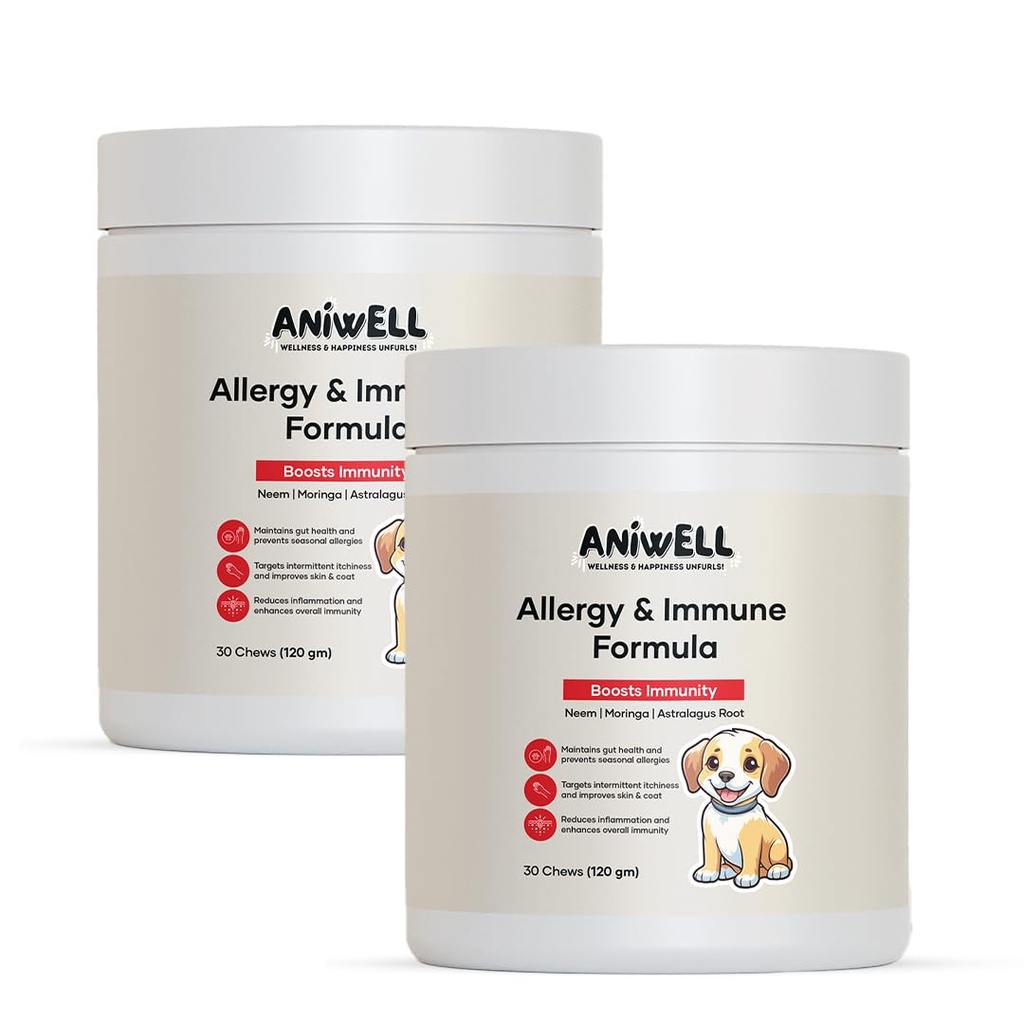 Alergia e imunossuporte mastiga para cães – Powered by Astragalus Root & Flaxseed C3 – Promove alívio de alergia sazonal, Gut & Digestive Health – Soft Chews Pacote de 2