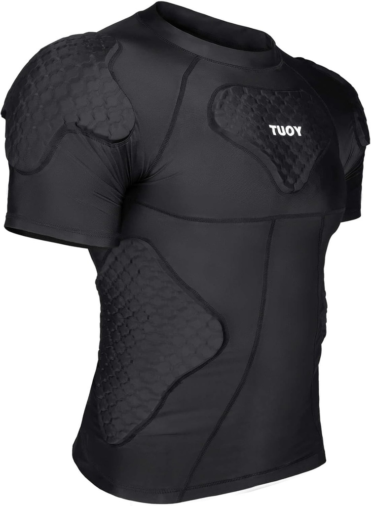 TUOY masculino camisa de compressão almofadada camisa protetora costela protetor peito para futebol Paintball baseball