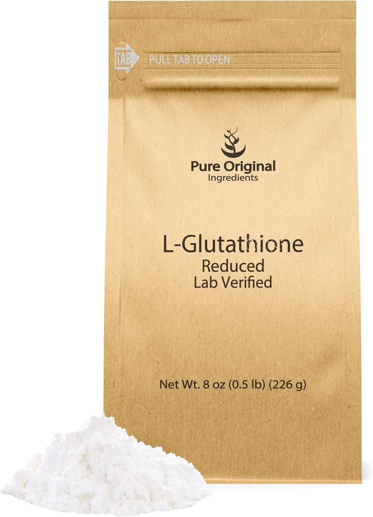 INGREDIENTES ORIGINAIS PUROS L-Glutationa Pó (8 onças) Reduzido, Sempre Puro, Lab Verified Supplement