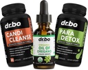 Orégano Oil Organic Liquid Drops & Cleanse Cápsulas - Óleo Orgânico de Orégano Drops Tintura Extract, Candi Cleanse Detox - Ácido Caprílico, Wormwood Black Walnut & Craves Cápsulas